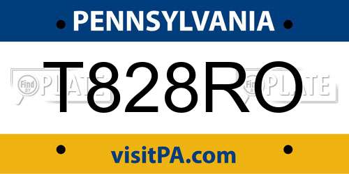 T828RO Pennsylvania License Plate
