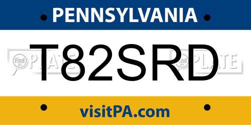 T82SRD Pennsylvania License Plate