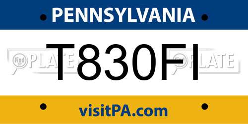 T830FI Pennsylvania License Plate