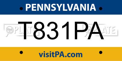 T831PA Pennsylvania License Plate