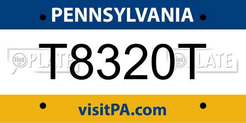 T8320T Pennsylvania License Plate