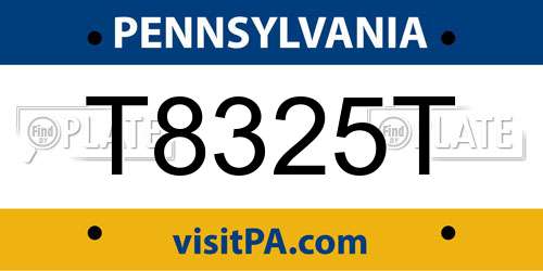 T8325T Pennsylvania License Plate