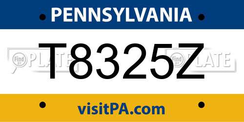T8325Z Pennsylvania License Plate