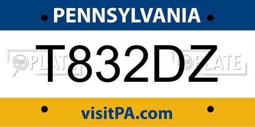 T832DZ Pennsylvania License Plate