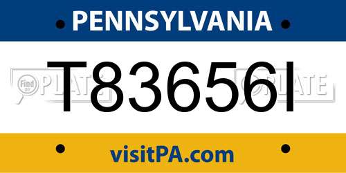 T83656I Pennsylvania License Plate