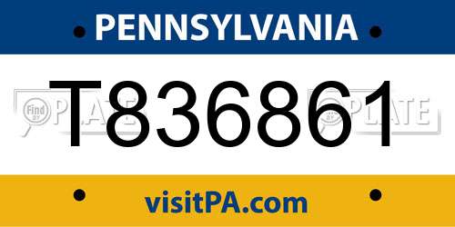 T836861 Pennsylvania License Plate