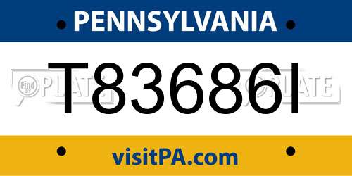 T83686I Pennsylvania License Plate