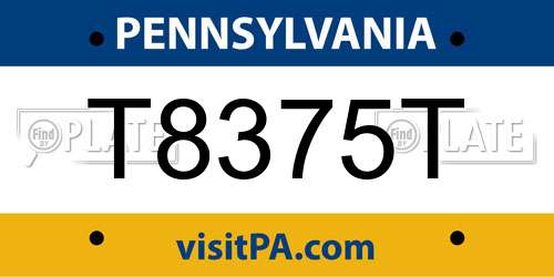 T8375T Pennsylvania License Plate