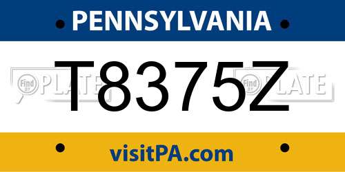 T8375Z Pennsylvania License Plate