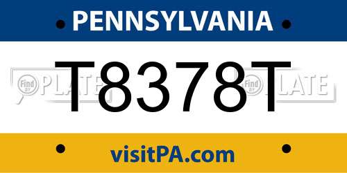 T8378T Pennsylvania License Plate