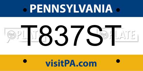 T837ST Pennsylvania License Plate