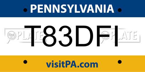 T83DFI Pennsylvania License Plate