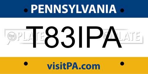 T83IPA Pennsylvania License Plate