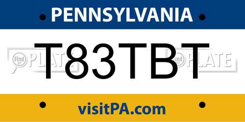 T83TBT Pennsylvania License Plate