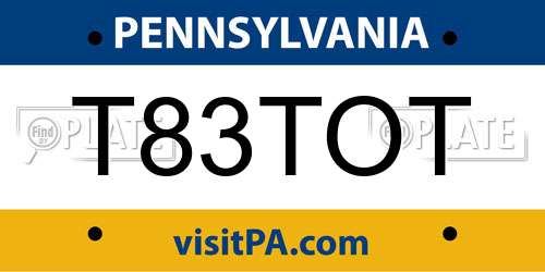 T83TOT Pennsylvania License Plate
