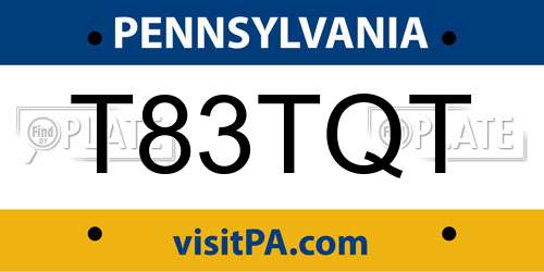 T83TQT Pennsylvania License Plate