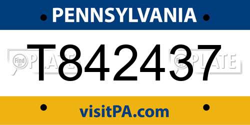 T842437 Pennsylvania License Plate