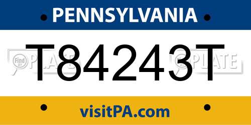 T84243T Pennsylvania License Plate