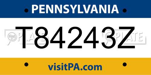 T84243Z Pennsylvania License Plate
