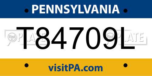 T84709L Pennsylvania License Plate
