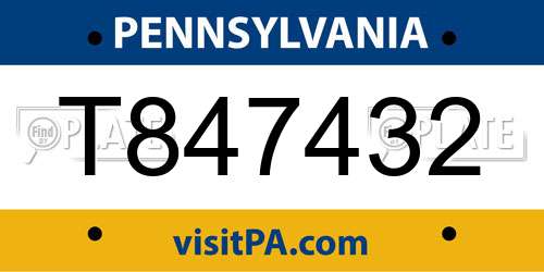 T847432 Pennsylvania License Plate