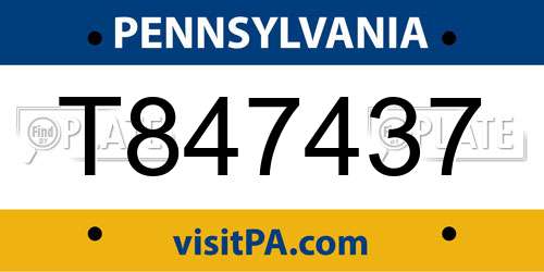 T847437 Pennsylvania License Plate