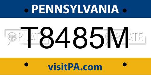 T8485M Pennsylvania License Plate