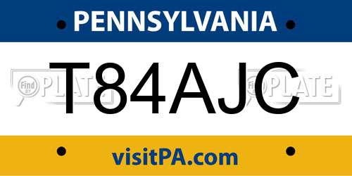 T84AJC Pennsylvania License Plate