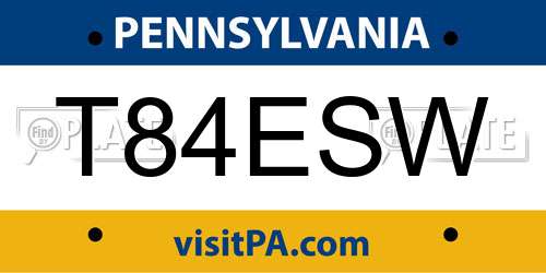 T84ESW Pennsylvania License Plate