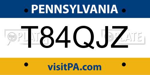 T84QJZ Pennsylvania License Plate