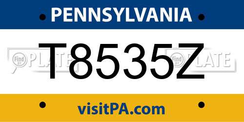 T8535Z Pennsylvania License Plate
