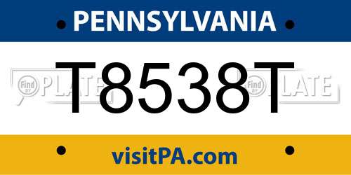 T8538T Pennsylvania License Plate