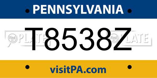 T8538Z Pennsylvania License Plate