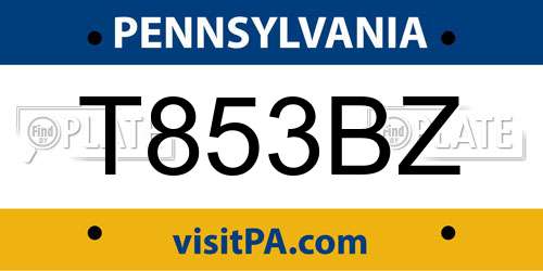 T853BZ Pennsylvania License Plate