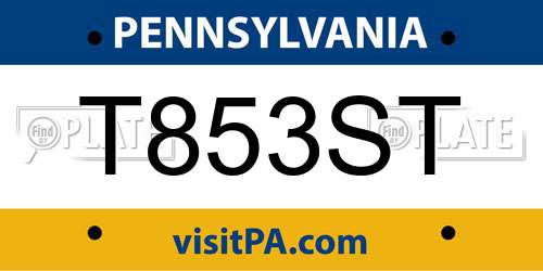 T853ST Pennsylvania License Plate