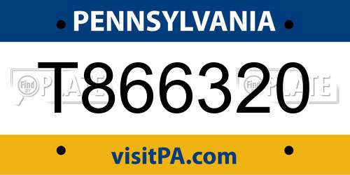T866320 Pennsylvania License Plate