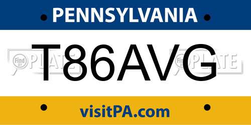 T86AVG Pennsylvania License Plate