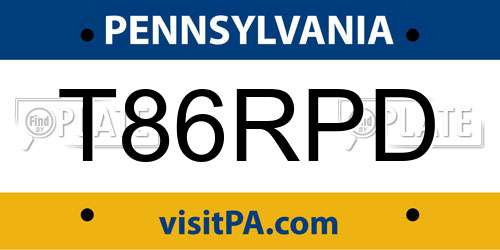 T86RPD Pennsylvania License Plate