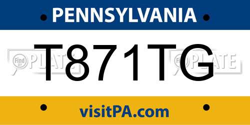 T871TG Pennsylvania License Plate