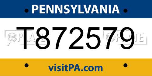 T872579 Pennsylvania License Plate
