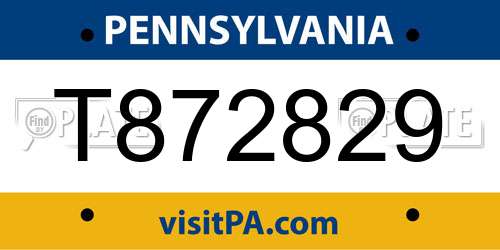 T872829 Pennsylvania License Plate