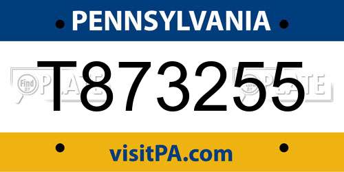 T873255 Pennsylvania License Plate