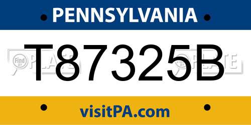 T87325B Pennsylvania License Plate