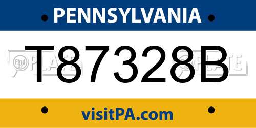 T87328B Pennsylvania License Plate