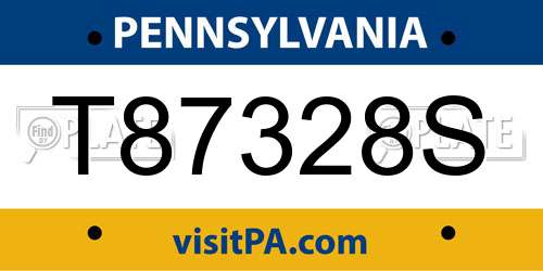 T87328S Pennsylvania License Plate