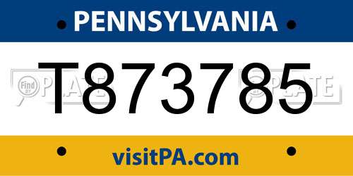 T873785 Pennsylvania License Plate