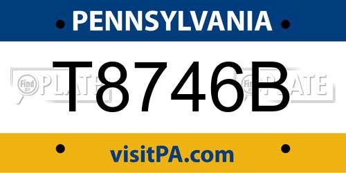 T8746B Pennsylvania License Plate