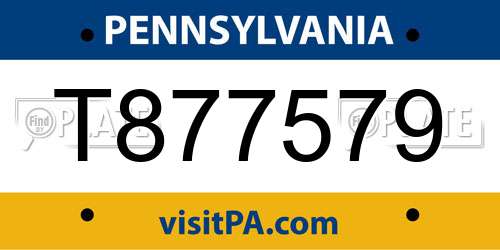 T877579 Pennsylvania License Plate