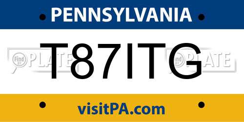 T87ITG Pennsylvania License Plate