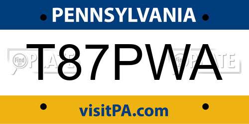 T87PWA Pennsylvania License Plate